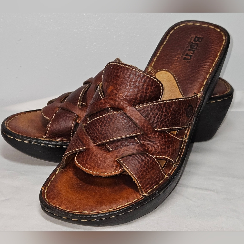 Born Leather Wedge Heel Sandals,  Women's US Sz 9
